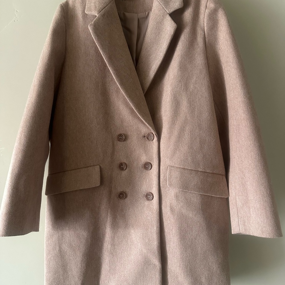 Classic Tan Double-Breasted Women's Coat